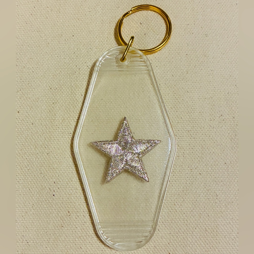 Gold and Silver Star Keychain